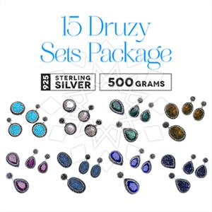 925 Sterling Silver Gem and Crystals Ring Earring Pendant Sets