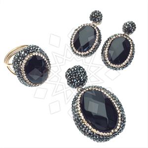 925 Sterling Silver Gem and Crystals Ring Earring Pendant Sets