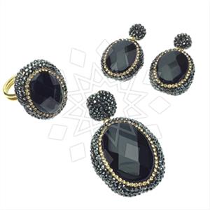 925 Sterling Silver Gem and Crystals Ring Earring Pendant Sets