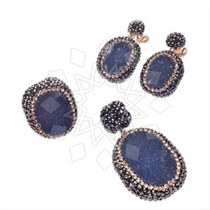 925 Sterling Silver Gem and Crystals Ring Earring Pendant Sets