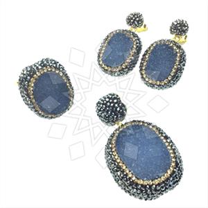 925 Sterling Silver Gem and Crystals Ring Earring Pendant Sets