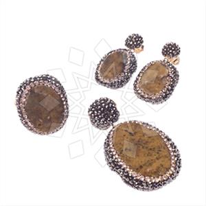 925 Sterling Silver Gem and Crystals Ring Earring Pendant Sets