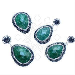 925 Sterling Silver Gem and Crystals Ring Earring Pendant Sets