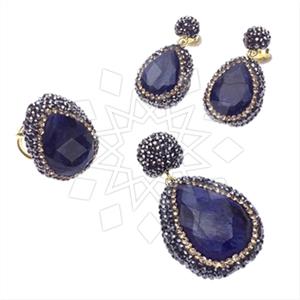 925 Sterling Silver Gem and Crystals Ring Earring Pendant Sets
