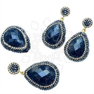 925 Sterling Silver Gem and Crystals Ring Earring Pendant Sets