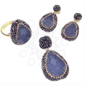 925 Sterling Silver Gem and Crystals Ring Earring Pendant Sets