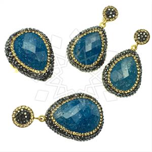 925 Sterling Silver Gem and Crystals Ring Earring Pendant Sets