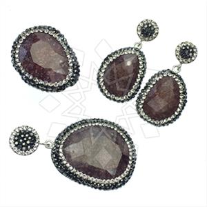 925 Sterling Silver Gem and Crystals Ring Earring Pendant Sets