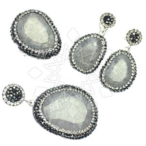 925 Sterling Silver Gem and Crystals Ring Earring Pendant Sets