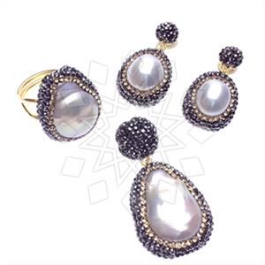 925 Sterling Silver Gem and Crystals Ring Earring Pendant Sets