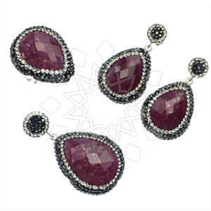 925 Sterling Silver Gem and Crystals Ring Earring Pendant Sets