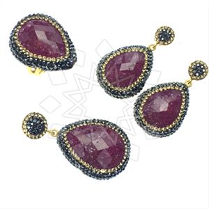 925 Sterling Silver Gem and Crystals Ring Earring Pendant Sets