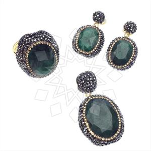 925 Sterling Silver Gem and Crystals Ring Earring Pendant Sets