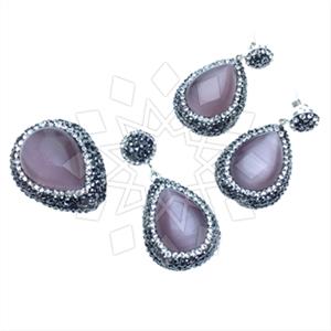 925 Sterling Silver Gem and Crystals Ring Earring Pendant Sets