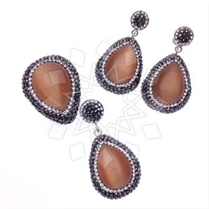 925 Sterling Silver Gem and Crystals Ring Earring Pendant Sets