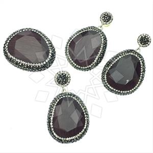 925 Sterling Silver Gem and Crystals Ring Earring Pendant Sets