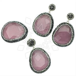 925 Sterling Silver Gem and Crystals Ring Earring Pendant Sets