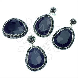 925 Sterling Silver Gem and Crystals Ring Earring Pendant Sets