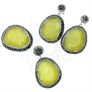 925 Sterling Silver Gem and Crystals Ring Earring Pendant Sets