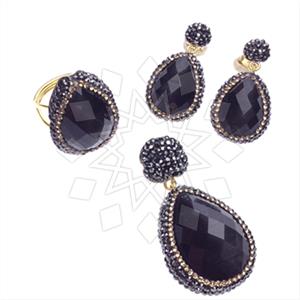 925 Sterling Silver Gem and Crystals Ring Earring Pendant Sets