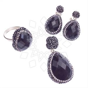 925 Sterling Silver Gem and Crystals Ring Earring Pendant Sets