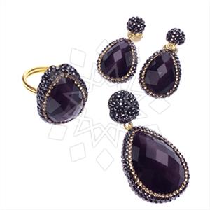 925 Sterling Silver Gem and Crystals Ring Earring Pendant Sets