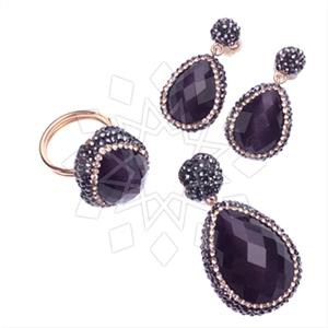 925 Sterling Silver Gem and Crystals Ring Earring Pendant Sets