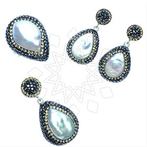 925 Sterling Silver Gem and Crystals Ring Earring Pendant Sets