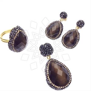 925 Sterling Silver Gem and Crystals Ring Earring Pendant Sets