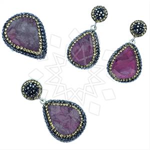 925 Sterling Silver Gem and Crystals Ring Earring Pendant Sets