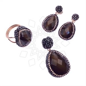 925 Sterling Silver Gem and Crystals Ring Earring Pendant Sets