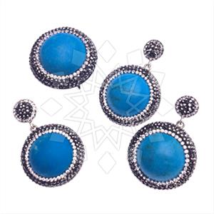 925 Sterling Silver Gem and Crystals Ring Earring Pendant Sets