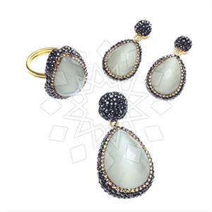 925 Sterling Silver Gem and Crystals Ring Earring Pendant Sets