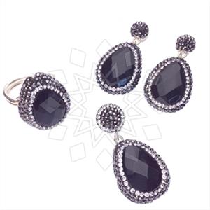 925 Sterling Silver Gem and Crystals Ring Earring Pendant Sets