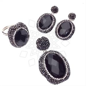 925 Sterling Silver Gem and Crystals Ring Earring Pendant Sets