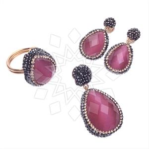 925 Sterling Silver Gem and Crystals Ring Earring Pendant Sets
