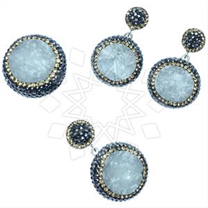 925 Sterling Silver Gem and Crystals Ring Earring Pendant Sets