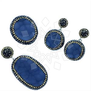 925 Sterling Silver Gem and Crystals Ring Earring Pendant Sets