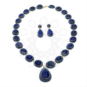 925 Sterling Silver Gem and Crystals Earrings Necklace Sets