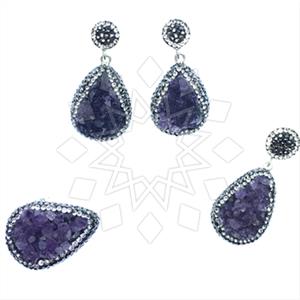 925 Sterling Silver Gem and Crystals Ring Earring Pendant Sets