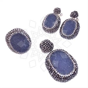925 Sterling Silver Gem and Crystals Ring Earring Pendant Sets