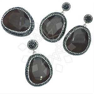 925 Sterling Silver Gem and Crystals Ring Earring Pendant Sets