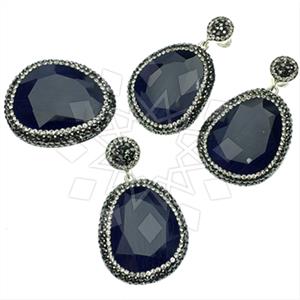 925 Sterling Silver Gem and Crystals Ring Earring Pendant Sets