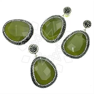 925 Sterling Silver Gem and Crystals Ring Earring Pendant Sets