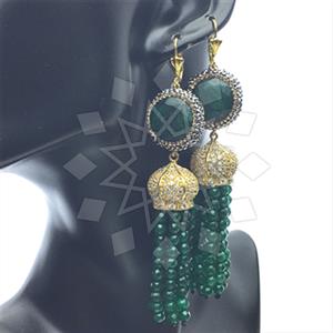 Fashion Gem and Crystals Tassel Earring
