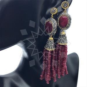 Fashion Gem and Crystals Tassel Earring