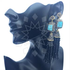 Fashion Gem and Crystals Tassel Earring