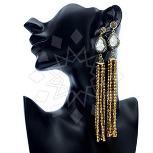 Fashion Gem and Crystals Tassel Earring