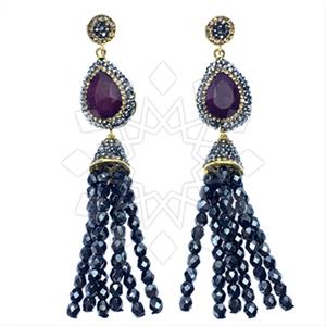 Fashion Gem and Crystals Tassel Earring