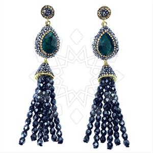 Fashion Gem and Crystals Tassel Earring